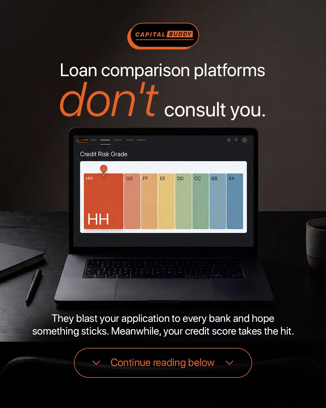 Capital Buddy post — loan comparison platforms don't consult you